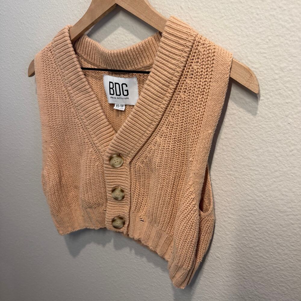 BDG Urban Outfitters Mona Knit Tan Sweater Vest Cropped size XS - Picture 2 of 5